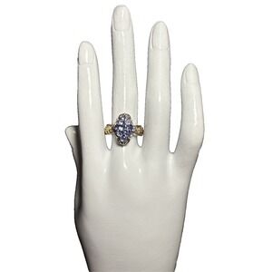 Michael Valitutti 925 Sterling Silver Two Tone Tanzanite Cluster Ring J-9P